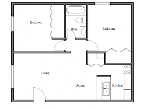 The Halifax Two Bedroom and One Bath Floor Plan